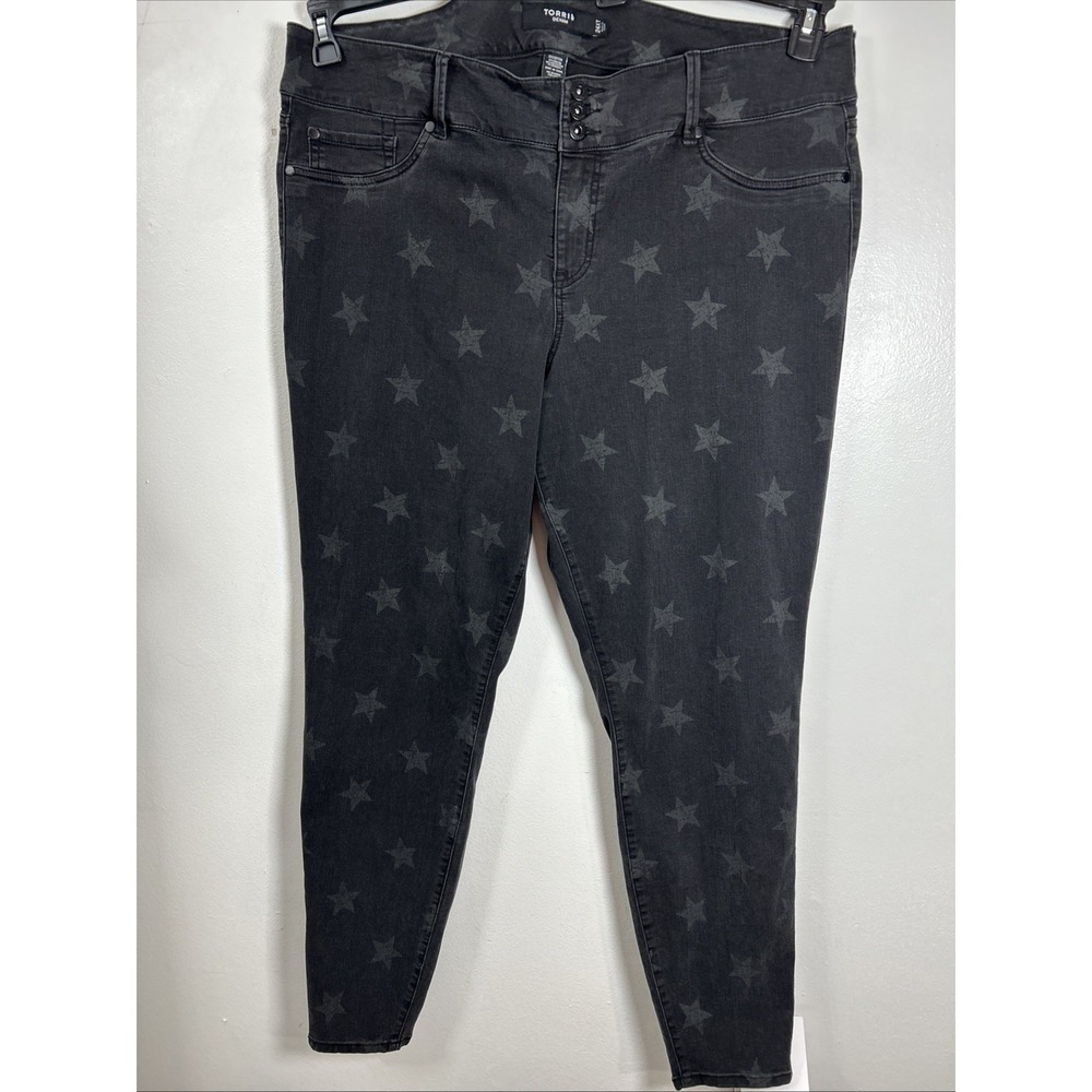 Torrid Women 24XT Jeans Black Star Print High Waist Skinny Denim 6472